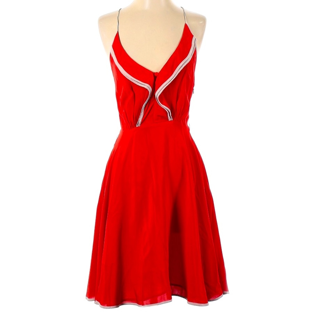 ANTHROPOLOGIE Girls From Savoy Red Silk Fit And Flare Dress Size 6